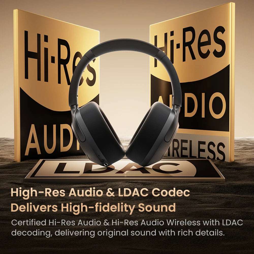 S40 ANC Wireless Headphone 50Db Noise Canceling Hi-Res 3D Spatial Audio Earphone with LDAC Bluetooth 6.0 over Ear Headset