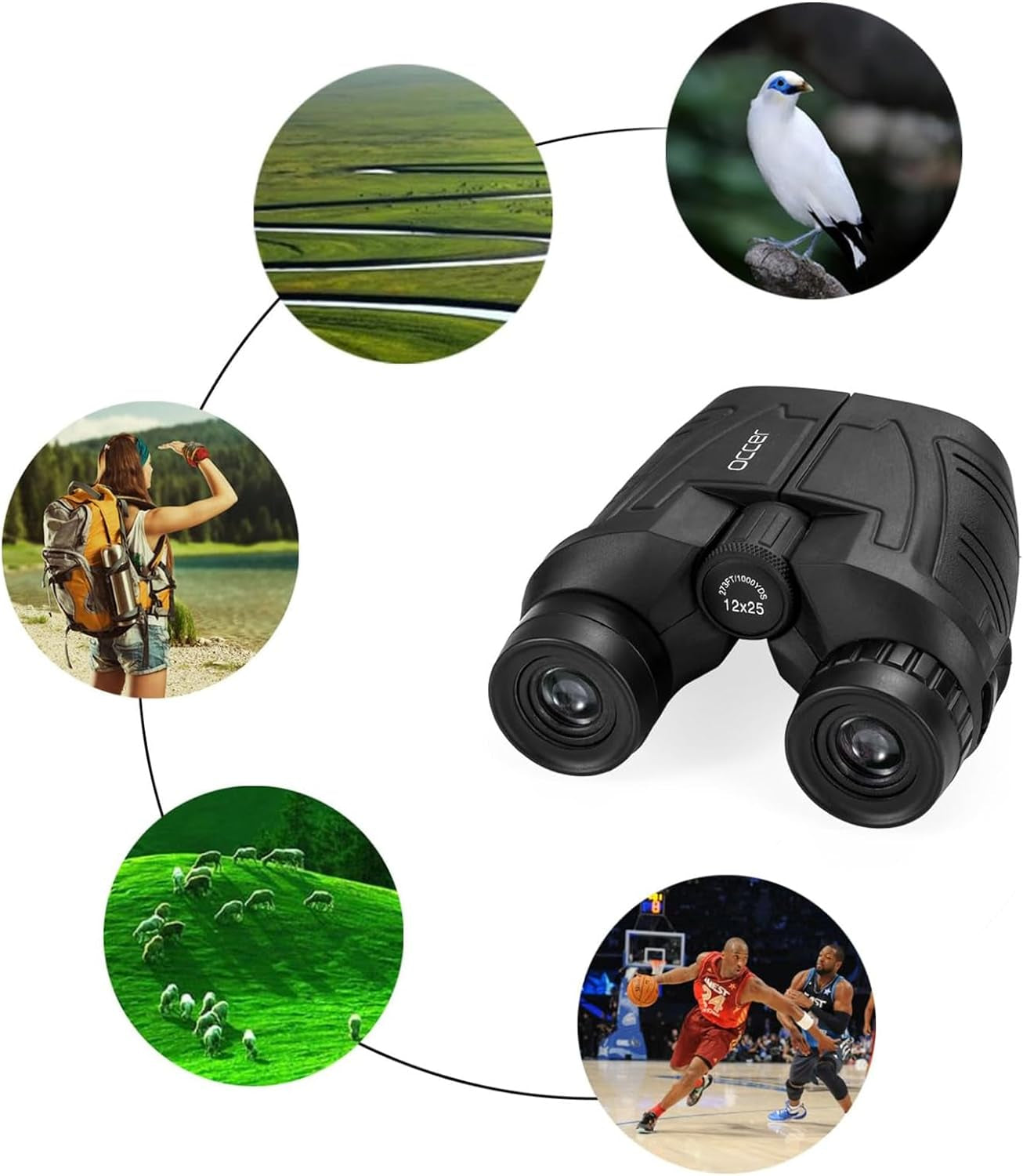 12X25 Compact Binoculars for Adults and Kids, Large Eyepiece Waterproof Binocular with Low Light Vision,High Powered Easy Focus Binoculars for Bird Watching,Outdoor Hunting,Travel,Sightseeing