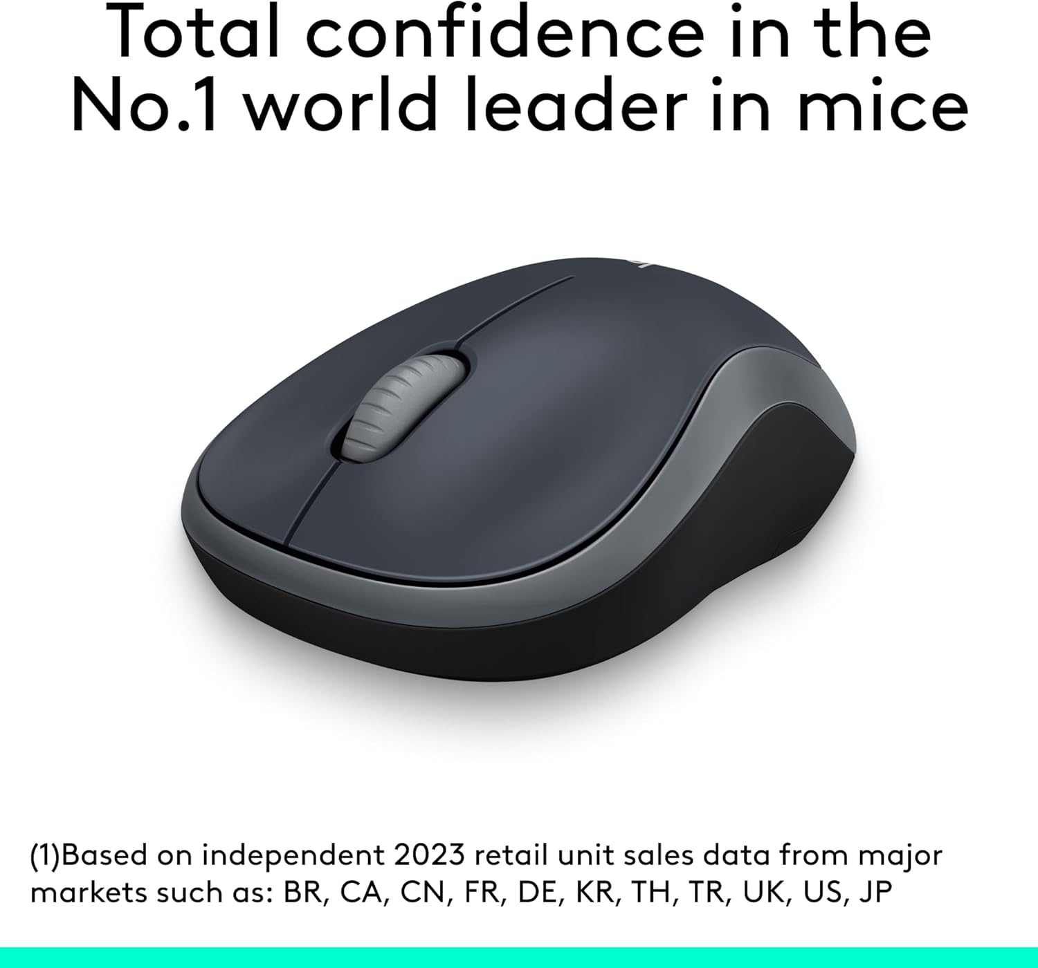 M185 Wireless Mouse, 2.4Ghz with USB Mini Receiver, 12-Month Battery Life, 1000 DPI Optical Tracking, Ambidextrous Pc/Mac/Laptop - Swift Grey