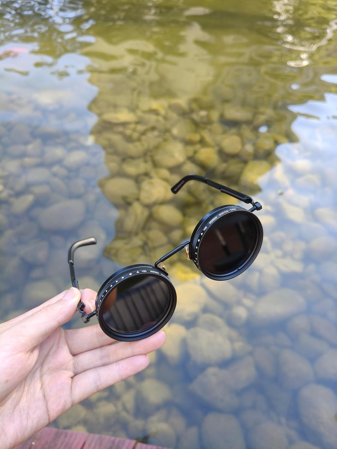 Hand Made Nd-400 9 Gears round Polarized Adjustable Dimming Men Sunglasses Women Filter Diving Fishing