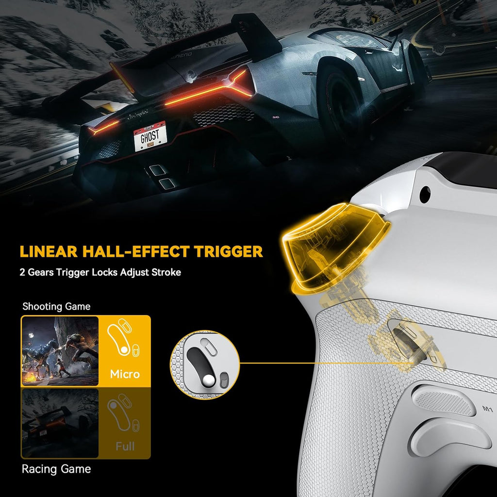 one Interactive Screen Wireless Gaming Controller for Pc/Switch/Switch 2/Ios/Android,Hall Effect Stick & Trigger,Rgb Lighting,Remappable Buttons,1800Mah with Charging Dock (White)