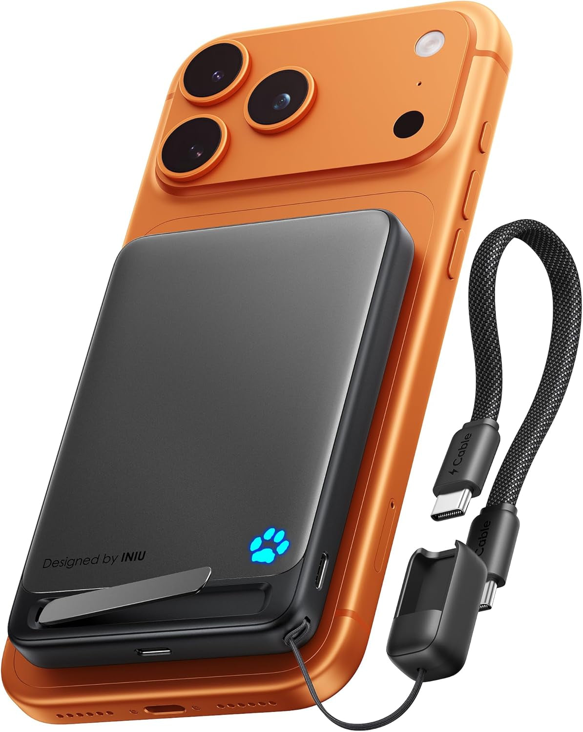 for Magsafe Portable Charger, Qi2 Certified, Slimmest 15W 10000Mah Magnetic Power Bank, with USB C Cable & Stand, Fast Charging Magsafe Compatible Battery Pack for Iphone 17 16 15 14 13 12 Only