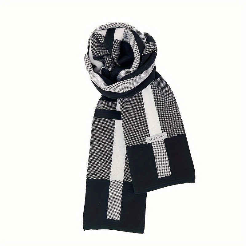 Men'S Scarf for Autumn And Winter, Warm Plaid Scarf, Versatile for Students, Korean Style Casual Trendy Neck Warmer.