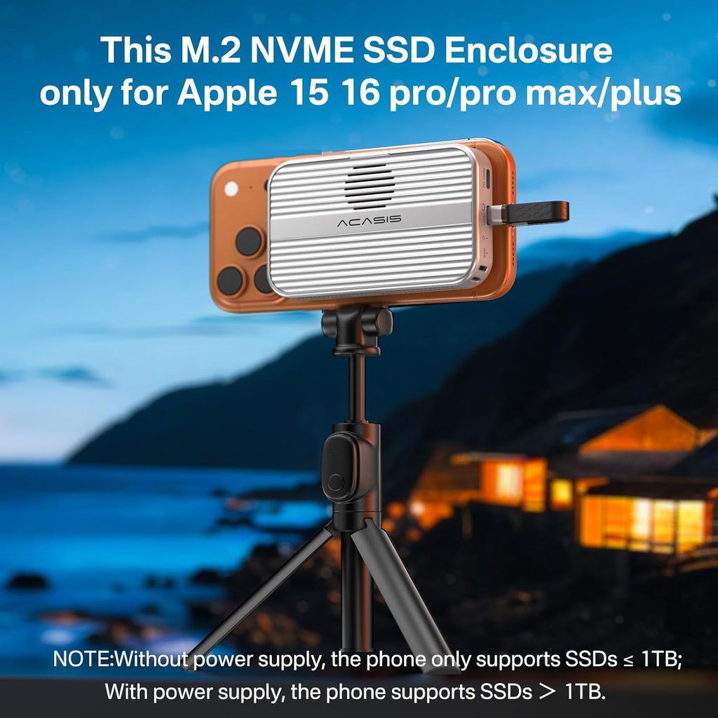 10Gbps Magnetic M.2 Nvme SSD Enclosure & USB C Docking Station with Cooling Fan for Iphone 17/16/15 Pro/Pro Max/Plus,Tool Free Installation,Support SSD Size 2230/2242/2260/2280 B+M M-Key