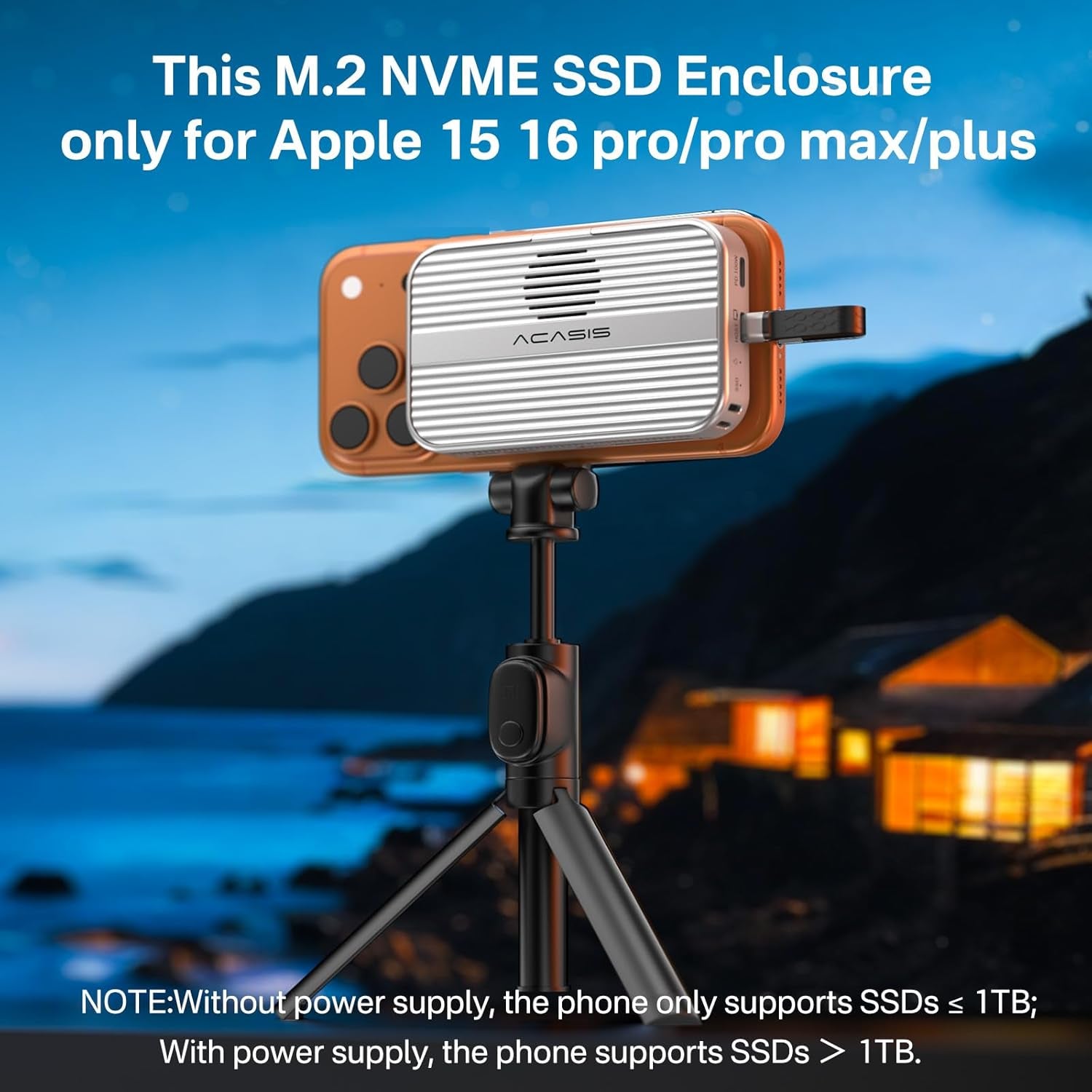 10Gbps Magnetic M.2 Nvme SSD Enclosure & USB C Docking Station with Cooling Fan for Iphone 17/16/15 Pro/Pro Max/Plus,Tool Free Installation,Support SSD Size 2230/2242/2260/2280 B+M M-Key