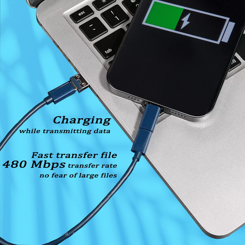 Multi USB Charging Adapter Cable Kit, USB C to Ios Device Adapter Box, Conversion Set a & Type C to Male Micro/Type C/Ios Device, Data Transfer, Card Storage, Tray Eject Pin, Phone Holder (Blue)
