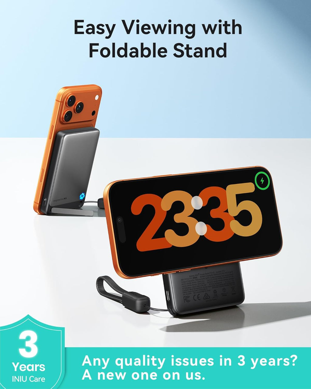 for Magsafe Portable Charger, Qi2 Certified, Slimmest 15W 10000Mah Magnetic Power Bank, with USB C Cable & Stand, Fast Charging Magsafe Compatible Battery Pack for Iphone 17 16 15 14 13 12 Only