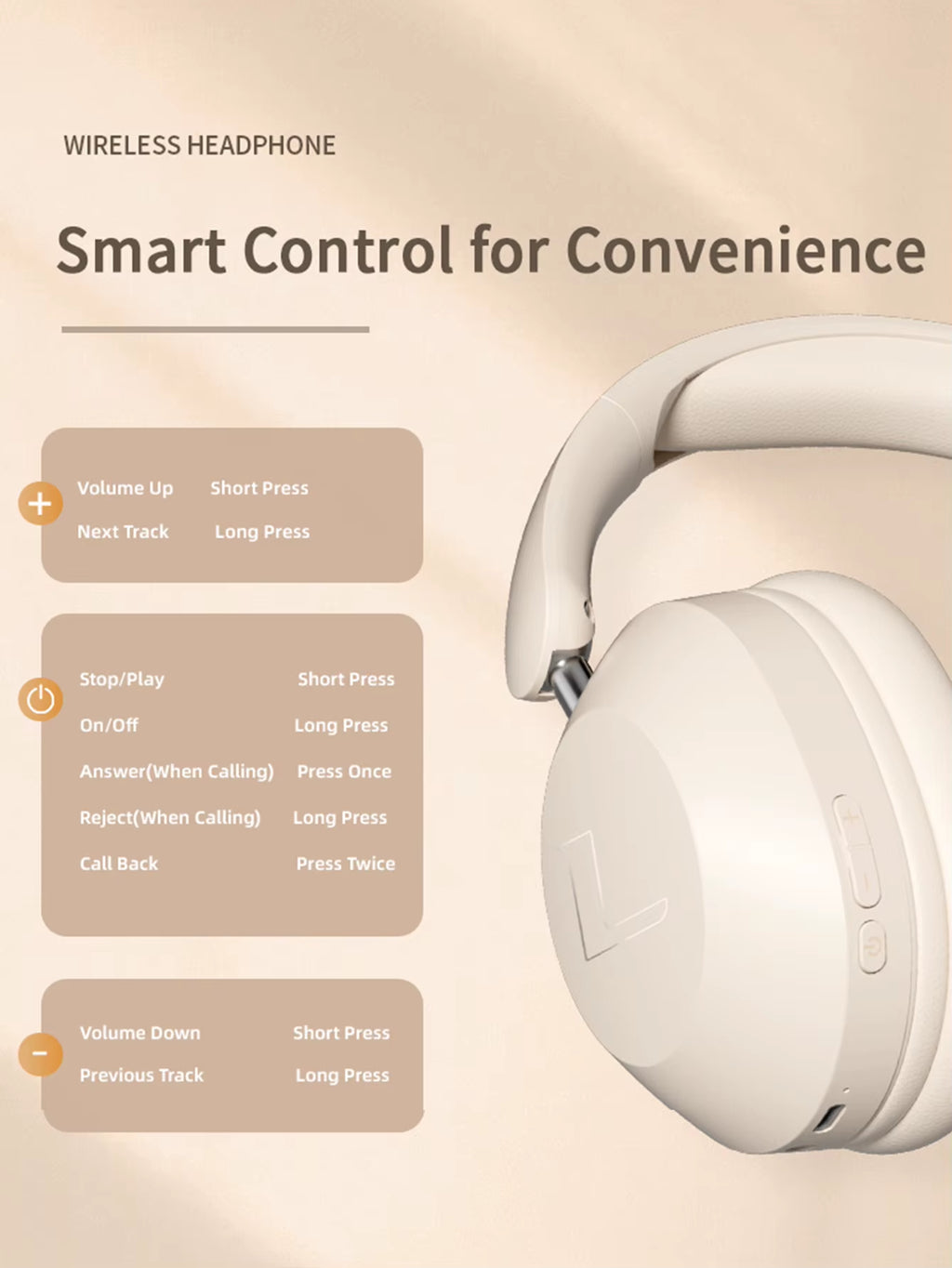 Over-Ear Bluetooth Headphones, High-Quality Wireless Calls, Long-Life Sports, Gaming and Music Listening Bluetooth Headphones